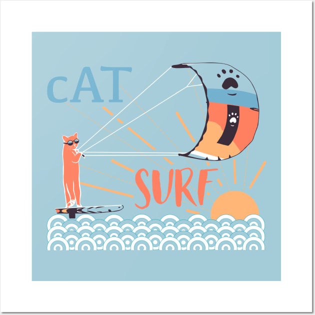 Cat surf Wall Art by Mimie20